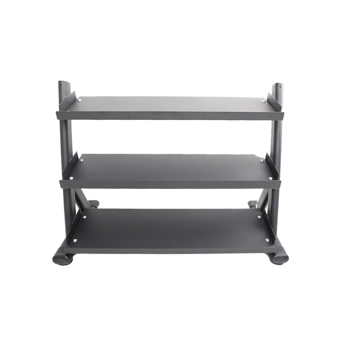 TKO Urethane Hex Tri - grip Handle Dumbbells w/ 3 - Tier Tray Rack (5 - 50 lbs) - Free Weights - TKO