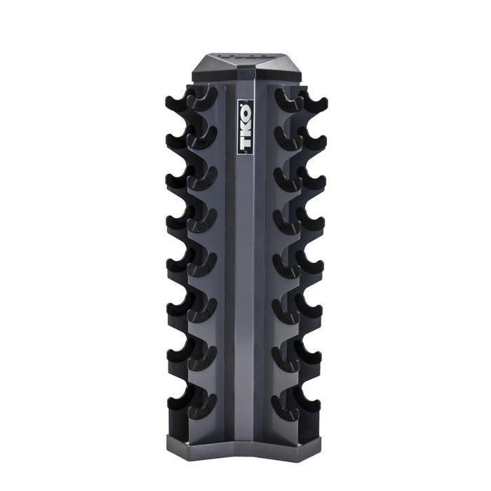 TKO Urethane Hex Tri - grip Handle Dumbbells w/ 8pr Vertical DB Rack (3 - 25 lbs) - Free Weights - TKO