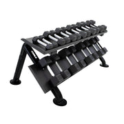 TKO Urethane Hex Tri - grip Handle Dumbbells w/ Horizontal DB Rack (5 - 50 lbs) - Free Weights - TKO