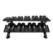 TKO Urethane Hex Tri - grip Handle Dumbbells w/ Horizontal DB Rack (5 - 50 lbs) - Free Weights - TKO