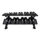 TKO Urethane Hex Tri - grip Handle Dumbbells w/ Horizontal DB Rack (5 - 50 lbs) - Free Weights - TKO