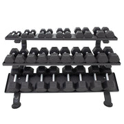 TKO Urethane Hex tri - grip Handle Dumbbells w/ Horizontal DB Rack (5 - 75 lbs) - Free Weights - TKO