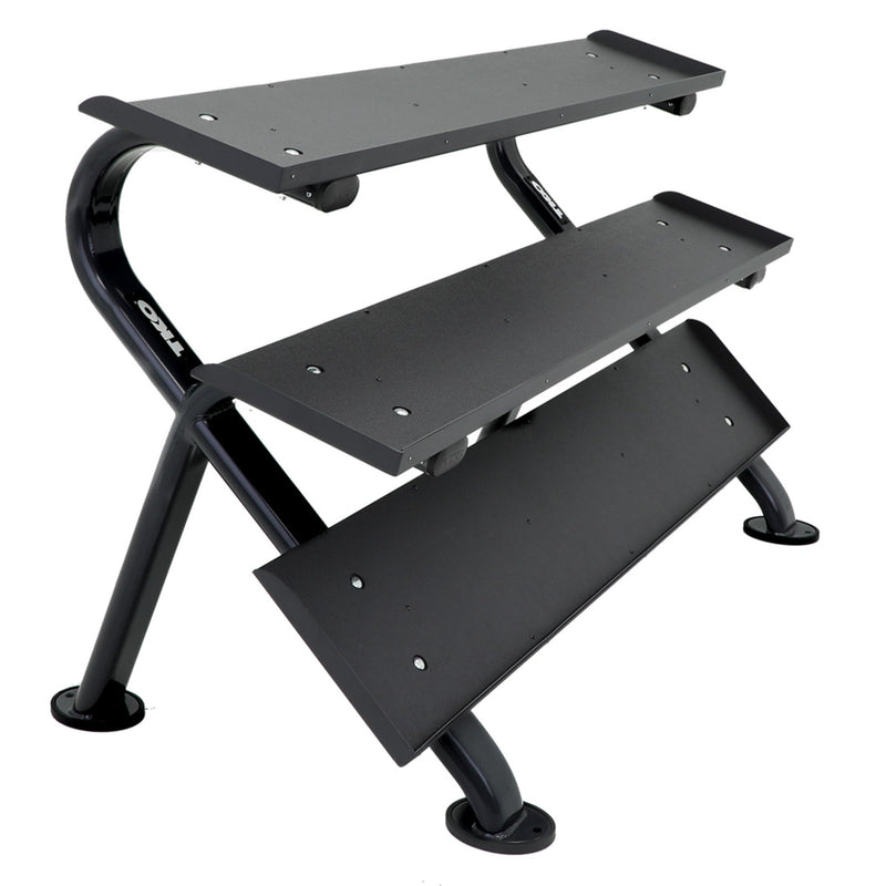 TKO Urethane Hex tri - grip Handle Dumbbells w/ Horizontal DB Rack (5 - 75 lbs) - Free Weights - TKO