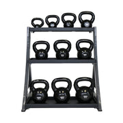 TKO Vinyl Kettlebell set w/ 3 - Tier Rack (5 - 50 lbs) - Free Weights - TKO
