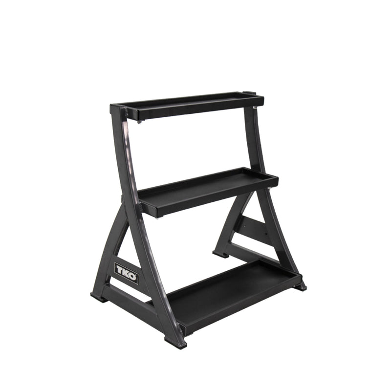 TKO Vinyl Kettlebell set w/ 3 - Tier Rack (5 - 50 lbs) - Free Weights - TKO