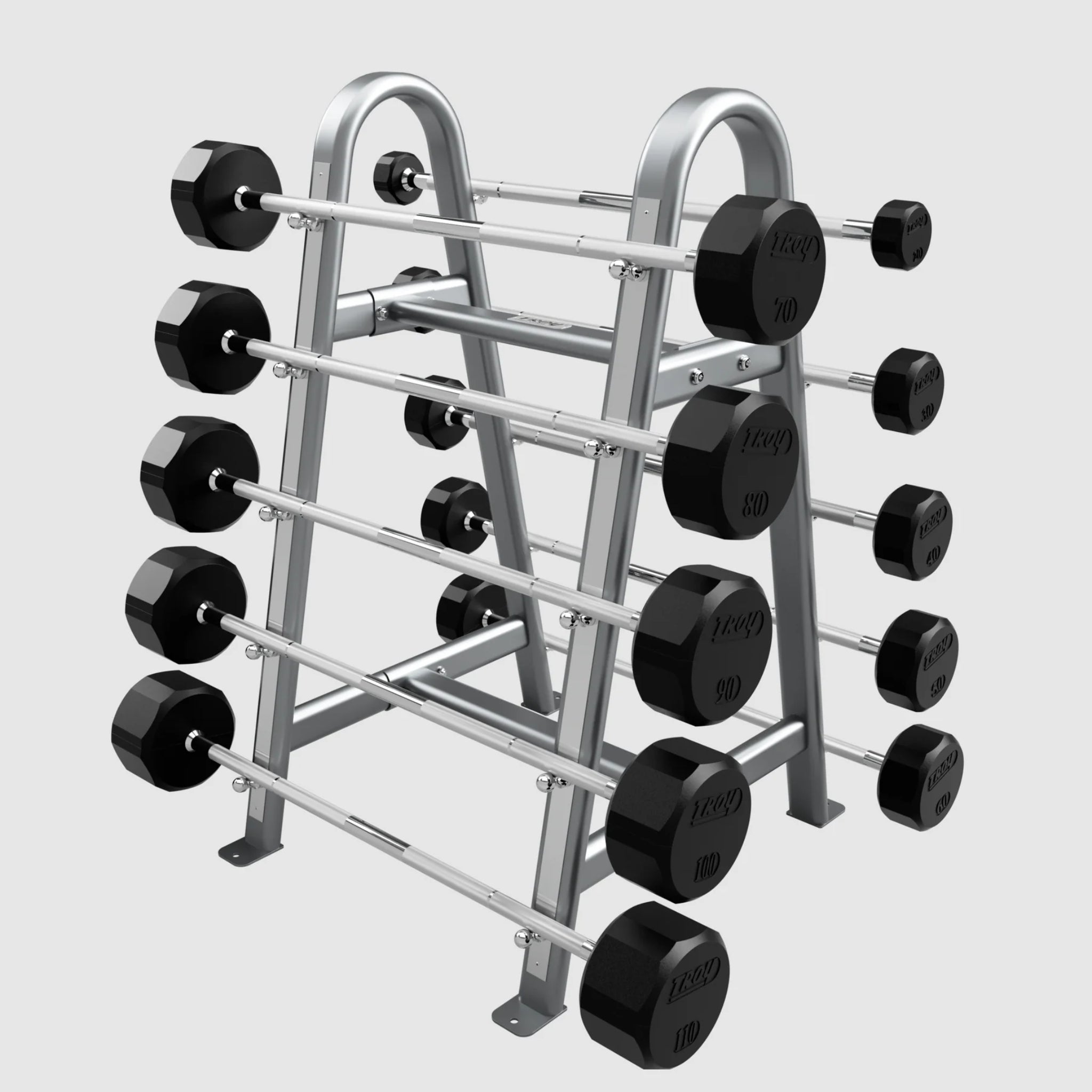 TROY 12 - Sided Rubber Barbell Set with Rack (20 - 110 lbs.) - Free Weights - Troy VTX