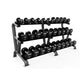 Troy 12 Sided Rubber Dumbbell Set with storage rack (5 - 75lbs.) - Free Weights - Troy VTX