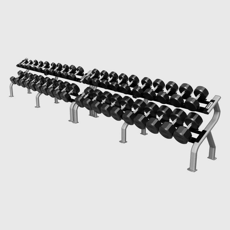 Troy 12 Sided Rubber Dumbbell Set with storage racks (5 - 100lbs.) - Free Weights - Troy VTX