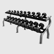 Troy 12 Sided Rubber Dumbbell Set with storage racks (55 - 100lbs.) - Free Weights - Troy VTX
