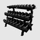 Troy 12 Sided Rubber Dumbbell Set with Vertical Storage Racks (5 - 75lbs.) - Free Weights - Troy VTX