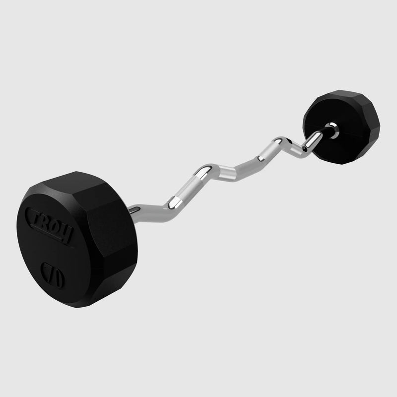 Troy 12 - Sided Rubber EZ - Curl Barbells (TZB - R) - Free Weights - Troy VTX