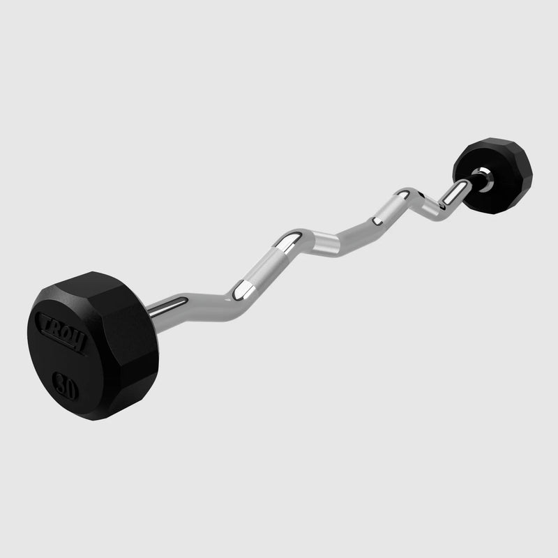 Troy 12 - Sided Rubber EZ - Curl Barbells (TZB - R) - Free Weights - Troy VTX
