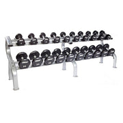 Troy 12 - Sided Urethane Encased Dumbbell Set with storage rack (55 - 100lbs.) - Free Weights - Troy VTX