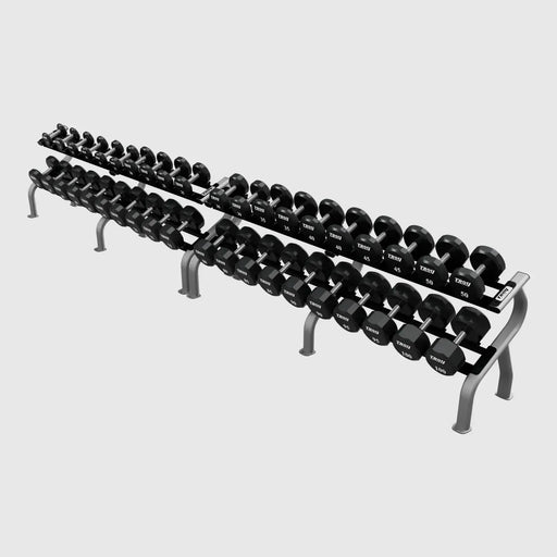 Troy 12 - Sided Urethane Encased Dumbbell Set with storage racks (5 - 100lbs.) - Free Weights - Troy VTX