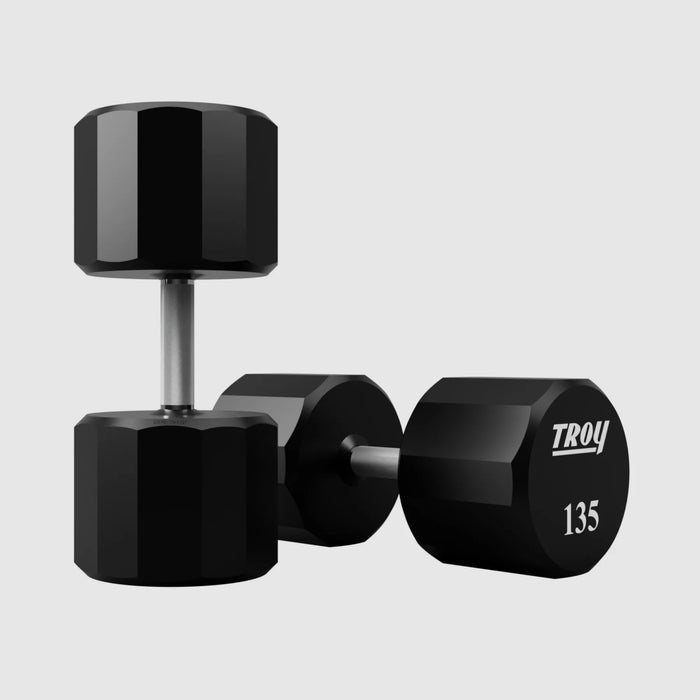 Troy 12 Sided Urethane Encased Dumbbells (105 - 150lbs) - Free Weights - TROY VTX