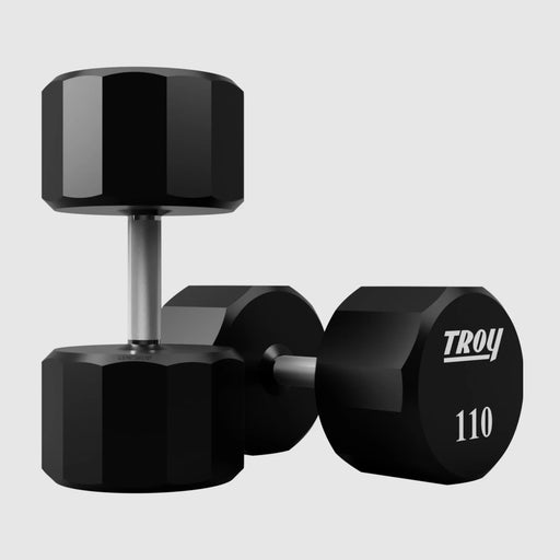 Troy 12 Sided Urethane Encased Dumbbells (105 - 150lbs) - Free Weights - TROY VTX