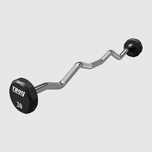 Troy 12 Sided Urethane EZ Curl Barbell Set (20 - 110lbs) - Free Weights - TROY VTX