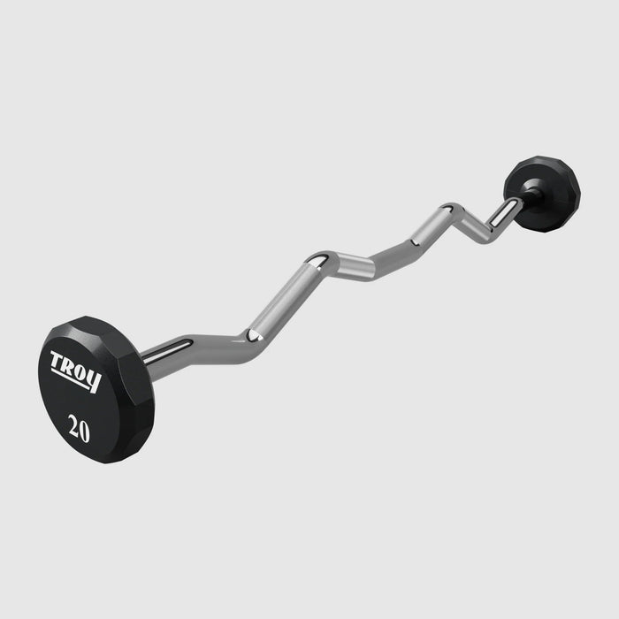 Troy 12 Sided Urethane EZ Curl Barbell Set (20 - 110lbs) - Free Weights - TROY VTX