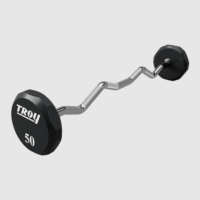 Troy 12 Sided Urethane EZ Curl Barbell Set (20 - 110lbs) - Free Weights - TROY VTX