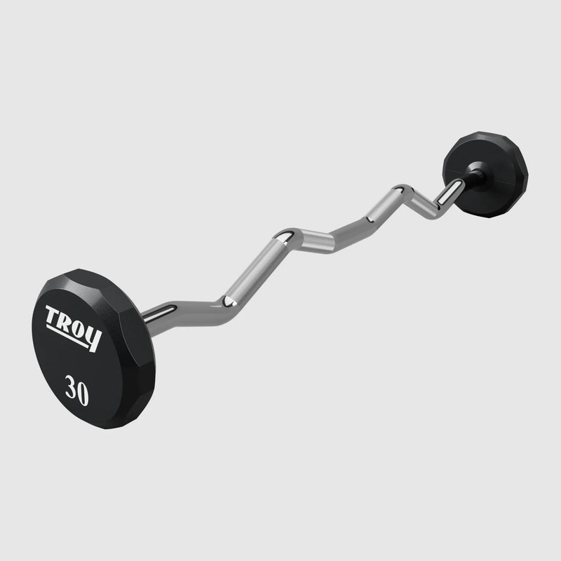 Troy 12 Sided Urethane EZ Curl Barbell Set (20 - 110lbs) - Free Weights - TROY VTX