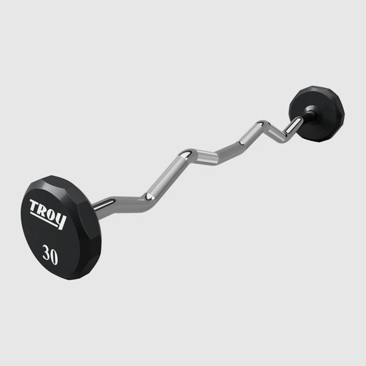 Troy 12 Sided Urethane EZ Curl Barbell Set (20 - 110lbs) - Free Weights - TROY VTX
