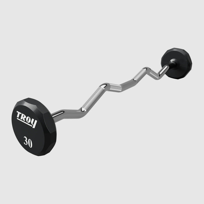 Troy 12 Sided Urethane EZ Curl Barbell Set (20 - 110lbs) - Free Weights - TROY VTX