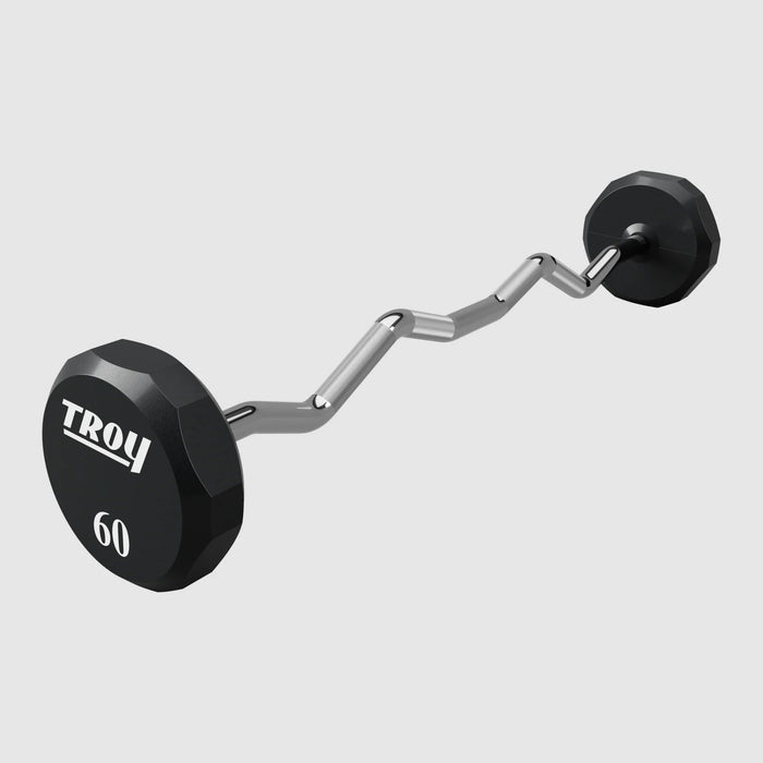 Troy 12 Sided Urethane EZ Curl Barbell Set (20 - 110lbs) - Free Weights - TROY VTX