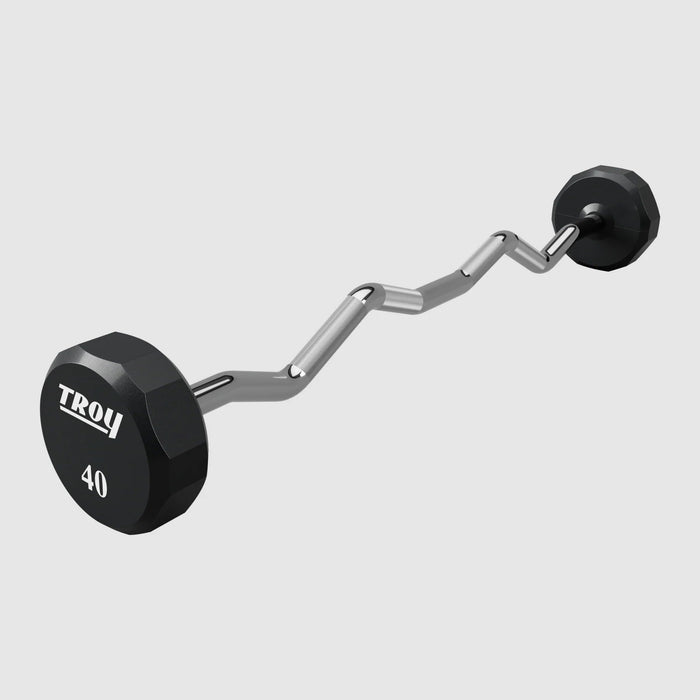 Troy 12 Sided Urethane EZ Curl Barbell Set (20 - 110lbs) - Free Weights - TROY VTX