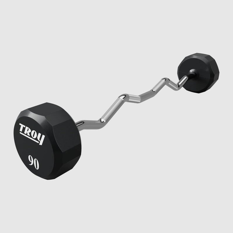 Troy 12 Sided Urethane EZ Curl Barbell Set (20 - 110lbs) - Free Weights - TROY VTX