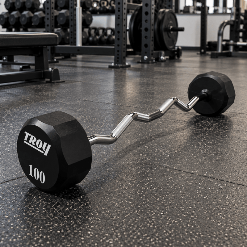 Troy 12-Sided Urethane EZ-Curl Barbells (TZB-U)-Free Weights-Troy VTX