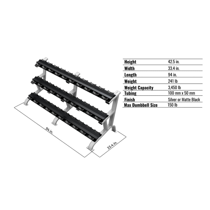 Troy 3 Tier 15 Pair Dumbbell Saddle Rack - Accessories - Troy VTX