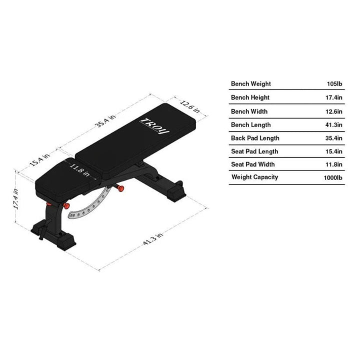 Troy Commercial Flat - Incline - Decline Bench (GTBH - FID) - Benches - Troy VTX