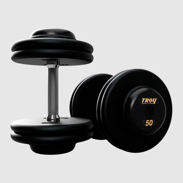 Troy Pro - Style Black Cast Iron Dumbbells (Sets) - Free Weights - Troy VTX