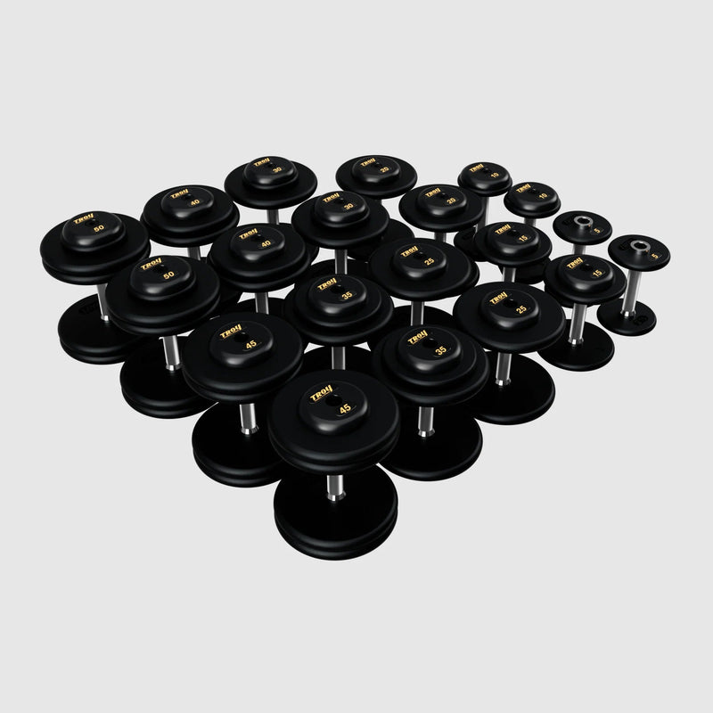 Troy Pro - Style Black Cast Iron Dumbbells (Sets) - Free Weights - Troy VTX