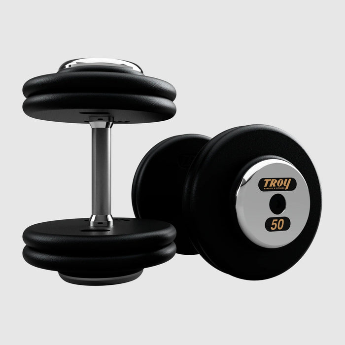 Troy Pro - Style Black Cast Iron Dumbbells (Sets) - Free Weights - Troy VTX