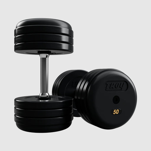 Troy Rubber Pro - Style Dumbbells w/ Saddle Rack (5 - 50 lbs.) - Free Weights - Troy VTX