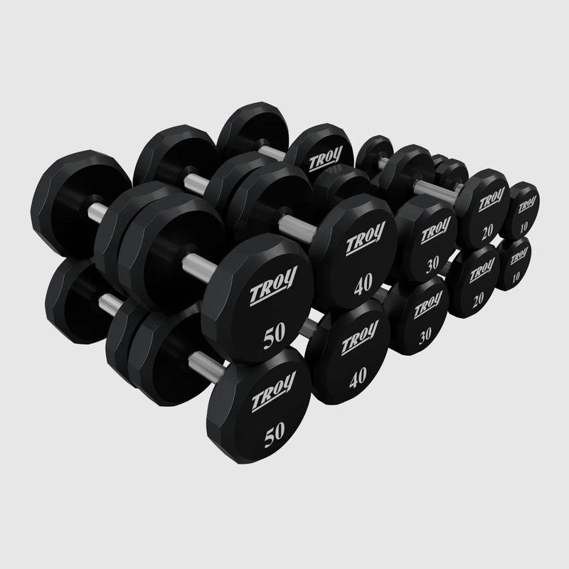 Troy (TSD - U) 12 - Sided Urethane Dumbbells (Sets) - Free Weights - Troy VTX