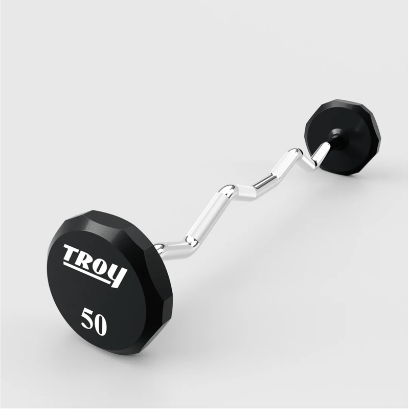 Troy VTX 12 - Sided Urethane E - Z Curl Barbells (20 - 60 lbs) & 5 Set BB Rack - Free Weights - Troy VTX
