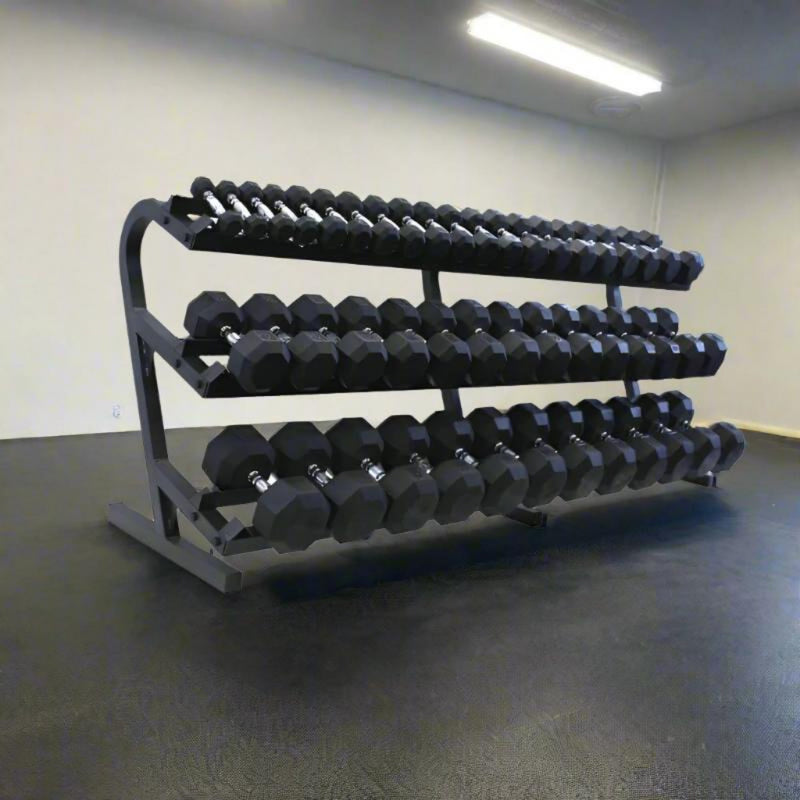 Troy VTX Rubber Dumbbells with Rail Rack (5 - 100 lbs) - Free Weights - Troy VTX