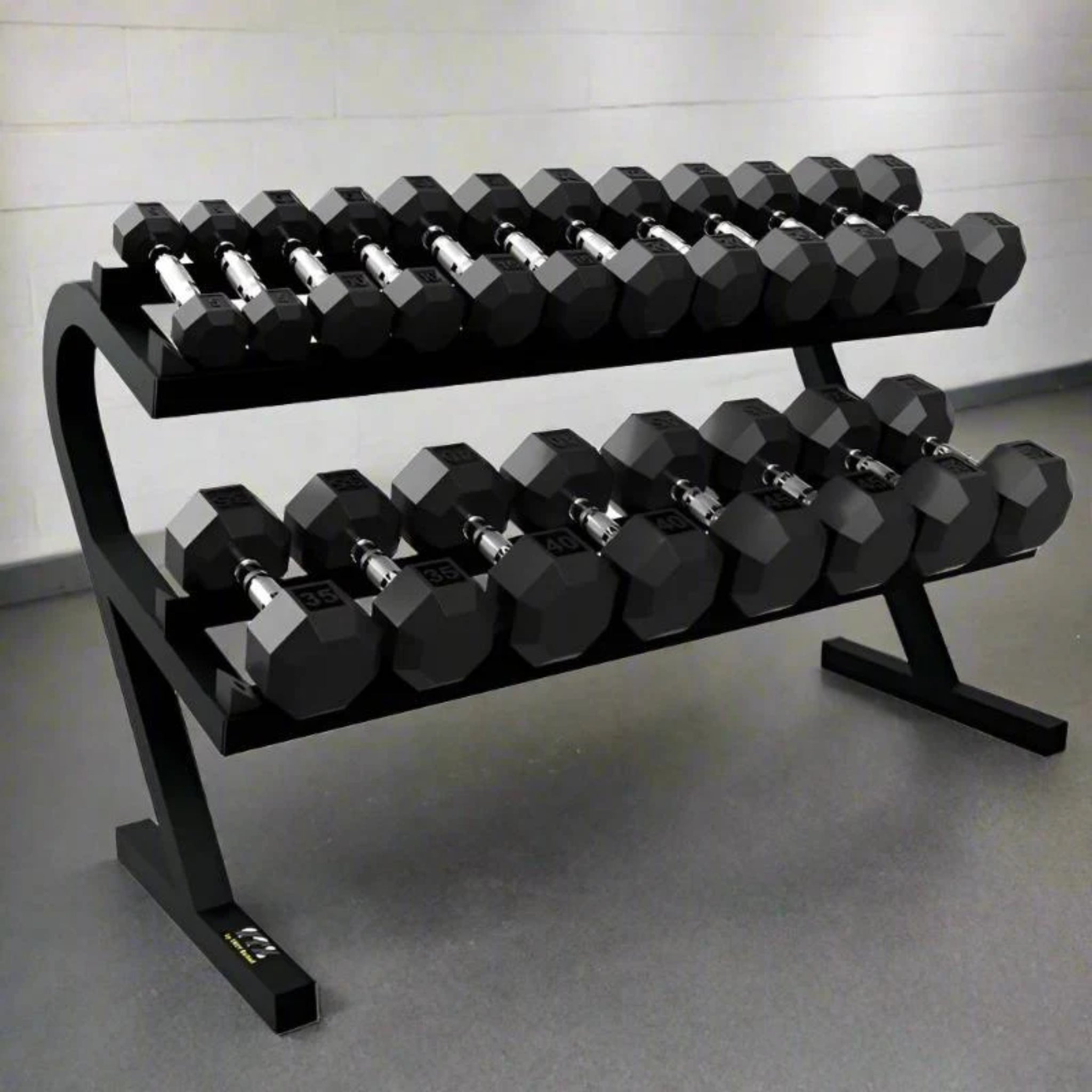 Troy VTX Rubber Dumbbells with Rail Rack (5 - 50 lbs) - Free Weights - Troy VTX