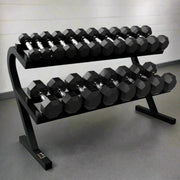 Troy VTX Rubber Dumbbells with Rail Rack (5 - 50 lbs) - Free Weights - Troy VTX
