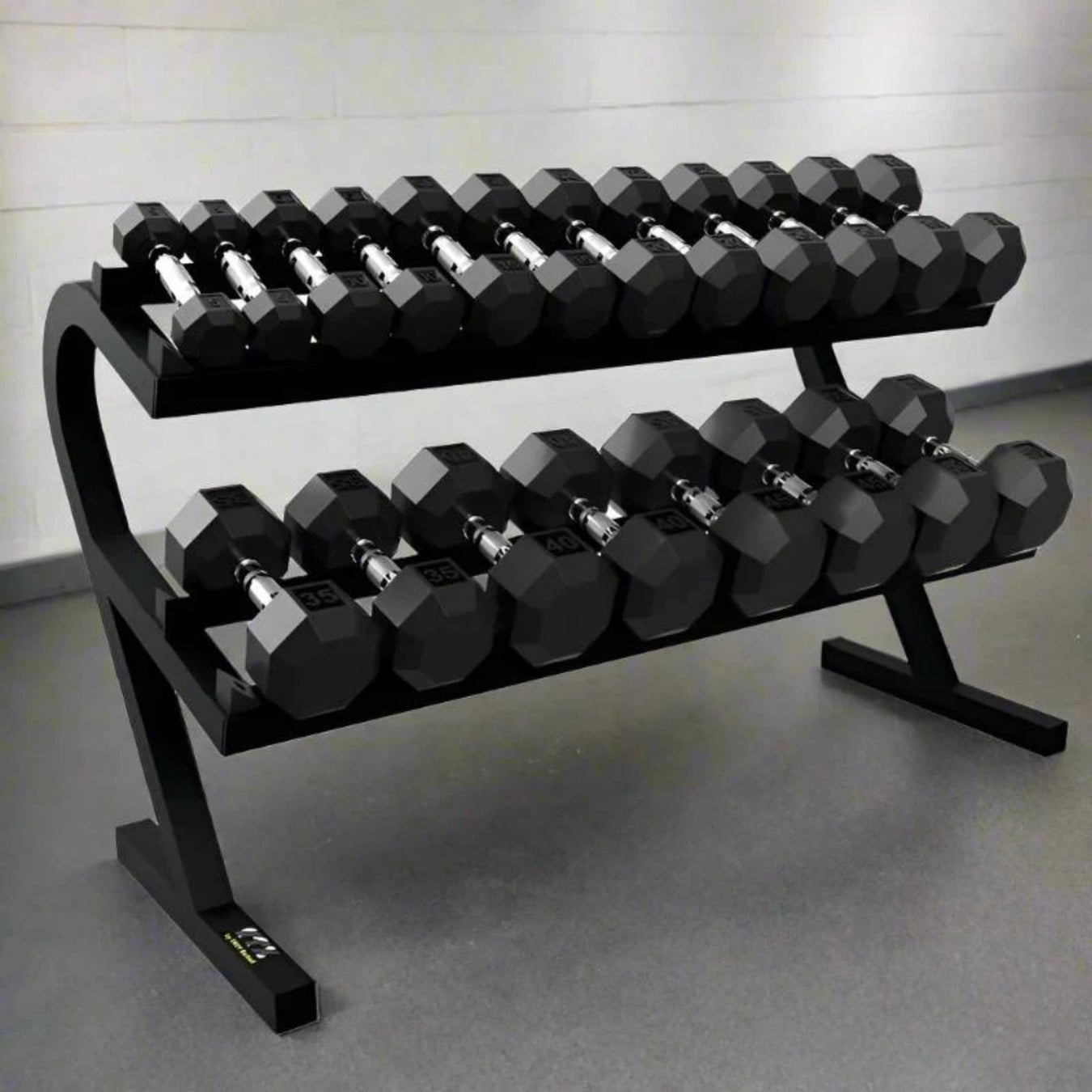 Troy VTX Rubber Dumbbells with Rail Rack (5 - 50 lbs) - Free Weights - Troy VTX