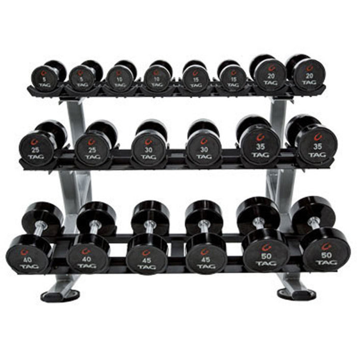 TAG Fitness (5-50 lbs) Ultrathane® Dumbbells & Rack