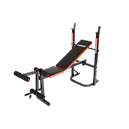 York Aspire 120 Flat - to - Incline Folding Bench with Leg Curl - Benches - Gym Emotion