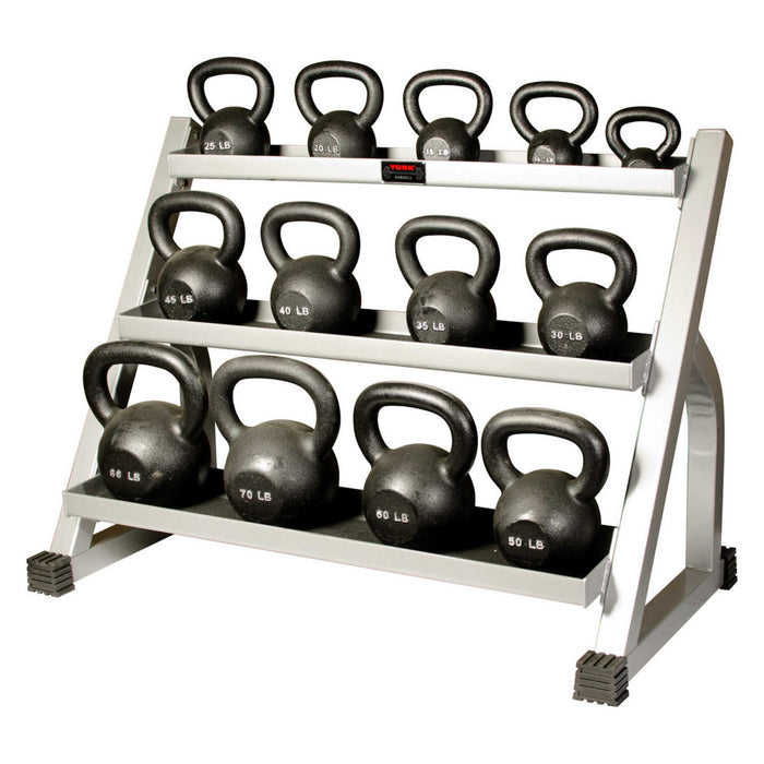 YORK (5-80 lb) Cast Iron Kettlebells w/ Rack