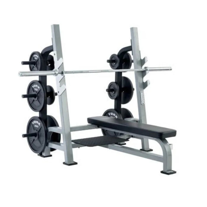 YORK ST Olympic Flat Bench w/Gun Racks - Benches - York Barbell